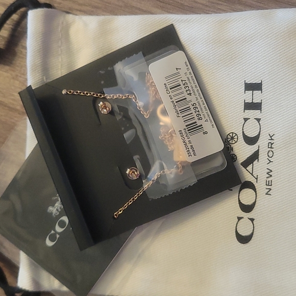 COACH open circle necklace with tea rose studs - Picture 3 of 5